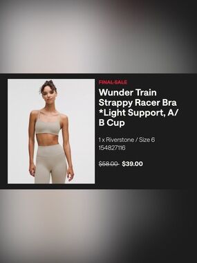 Lululemon Wunder Train Strappy Racer Bra Sz 6